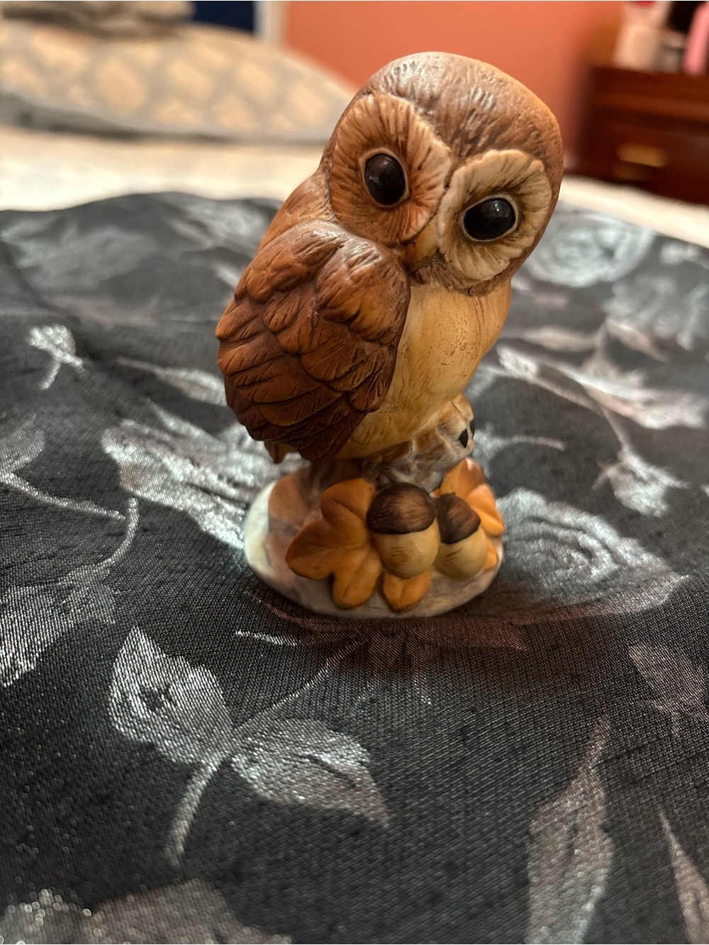 Andrea By Sadek Brown and Cream Owl Figurine